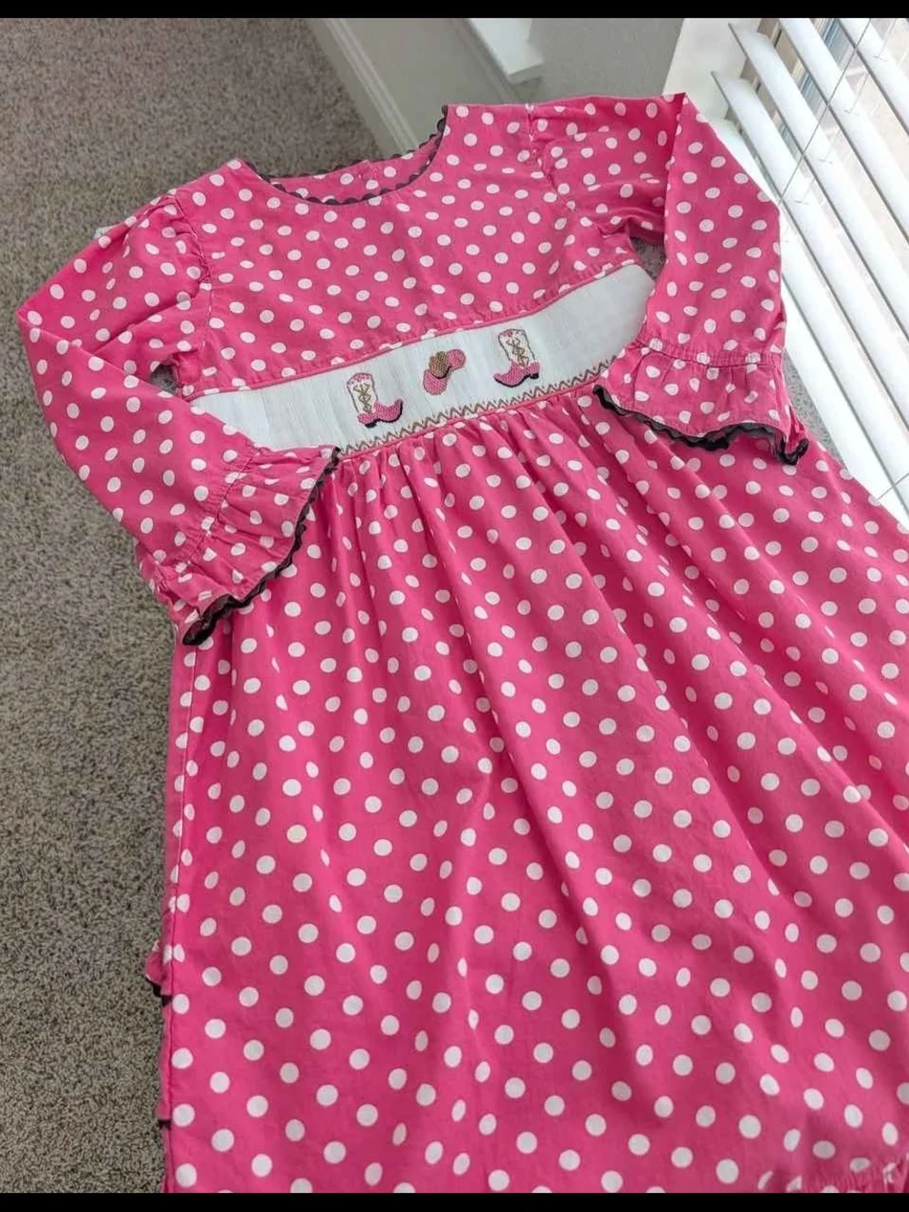 4/5T Smocked Polkadot Cowgirl Dress